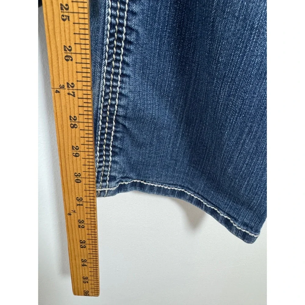 Western BKE Culture Womens 31L Bootcut Jeans Blue Thick‎ Stitch Flap Pocket